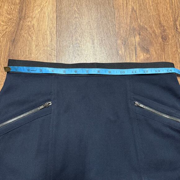 Theory Womens Stretch Wool Zipper Mini Pencil Skirt Black Navy Blue Size 6 - Picture 8 of 9